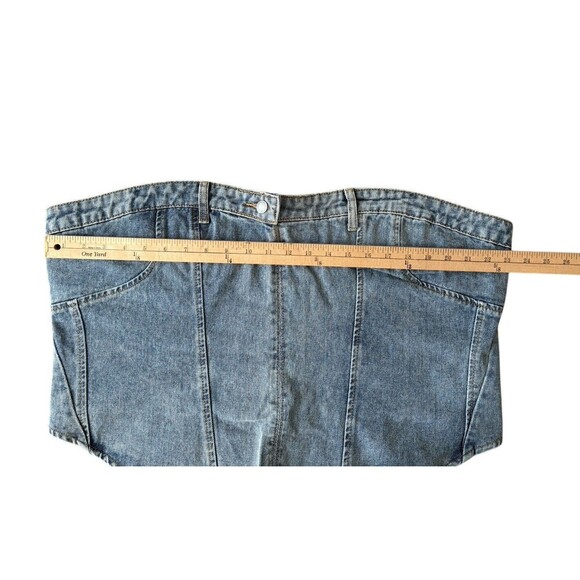 PrettyLittleThing Medium Wash Jean Waistband Detail Denim Corset Top Size 20 US - Picture 5 of 9